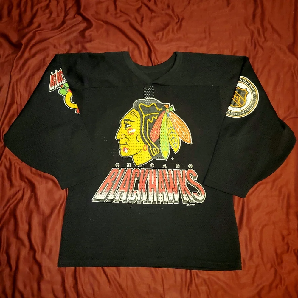 Vintage Chicago Blackhawks CCM Maska Mesh Fashion Jersey - Picture 1 of 9
